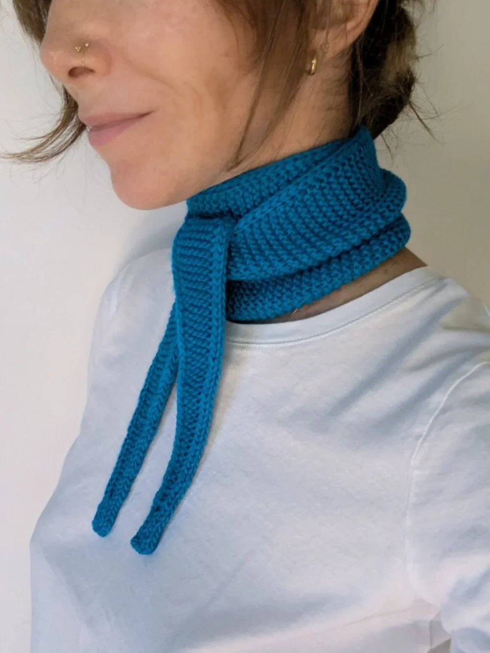 Hand Knit Aquamarine Sophie Scarf Bamboo Coastal Chic Neckerchief
